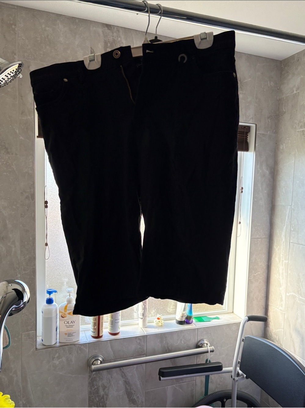 Simon Chang Black Denim Waistband Detail Shorts